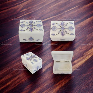 Joyero de mármol martillado con diseño de perla madre rosa de alta demanda 10x7,5 cm suministrado directamente desde la India para uso mundial - Product Image 1