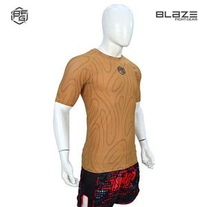 เสื้อรัดรูปแขนสั้นสำหรับผู้ชายเสื้อกีฬาแขนสั้นผ้าสแปนเด็กซ์ซับลิเมตสแปนเด็กซ์ศิลปะการต่อสู้