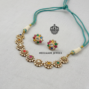 Ensemble de bijoux fins pour occasions spéciales - Collier et boucles d'oreilles en moissanite Polki, or, perles, diamants, motif cœur, cadeau de mariage - Product Image 5