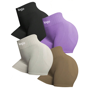 High Waist Tummy Control Belly <b>Boxers</b> Elastic Polyester <b>Women</b> Gym Solid Seamless Yoga Shorts - Product Image 1