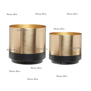 Juego de 2 Macetas de Hierro Color Dorado, Diseño Fabuloso, Forma Redonda, Macetas para Decoración de Jardín - Product Image 3