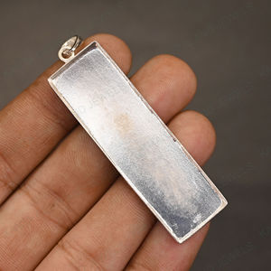Fait à la main 925 en argent Sterling 10x20mm Rectangle blanc lunette pendentif réglage cendres résine remplissage Fine pierres précieuses femmes bijoux cadeaux - Product Image 5