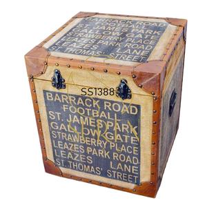 Última caja de almacenamiento de cuero impreso lienzo hecho a mano taburete caja taburete otomano hecho a mano - Product Image 1