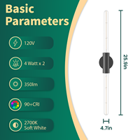 Lámpara de Pared Tubular Negra Moderna de Lujo de Alta Calidad, Luz LED, Cuerpo de Vidrio con Poste Largo Personalizado, Lámpara de Pared para Dormitorio de Villa