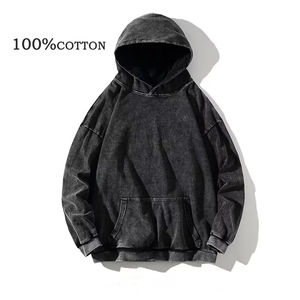 Vente chaude Prix responsable Logo personnalisé Style Unique 100% coton goutte épaule surdimensionné pull lavage à l'acide sweats à capuche tenue décontracté - Product Image 5