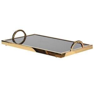 Restaurant Hotel Supplies <b>Light</b> Grey Handmade Rectangular Aluminium Serving Tray Gold-Plated Modern Minimalist Design Decorative - Product Image 6