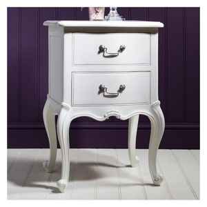 Mesa de Noche Jovita de Madera Maciza con Acabado Blanco - Product Image 1