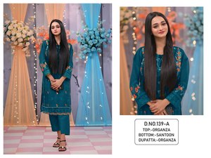 NOUVEAU DESIGNER LOURD FUAX GEORGETTE IMPRESSION NUMÉRIQUE TRAVAIL À LA MAIN COSTUME PAKISTANI - Product Image 3