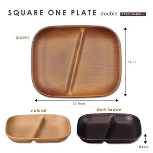Japanese Lightweight Round Wood Grain Resin Dish Food Plate Highest Quality and Best Cost for Cafeteria Use - Product Image 4