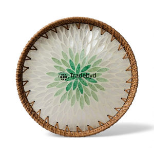 Bandeja de Ratán Rústica Hecha a Mano, Bandeja de Almacenamiento Multiusos, Decoración Elegante para Mesa del Hogar, Tradebyd - Product Image 2