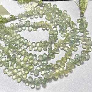 Cuentas de Briolette con forma de almendra, venta al por mayor, tienda de piedras preciosas, Prehnita facetada, pera, Color verde, cuentas de piedra calibradas - Product Image 5
