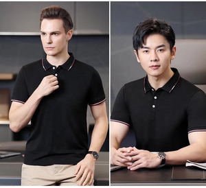 เสื้อยืดกีฬากอล์ฟผ้าโพลีเอสเตอร์/ ผ้าฝ้ายระบายอากาศได้ดีโลโก้ตามสั่งสำหรับผู้ชาย - Product Image 6