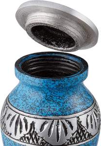 Mini urnes souvenir bleues et argentées Lot de 4 petites urnes de crémation pour animaux de compagnie avec étui en velours pour les cendres pour les funérailles - Product Image 5