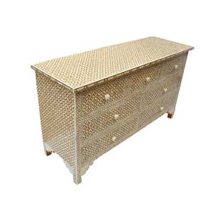 Cómoda Decorativa India Hecha a Mano con Incrustaciones de Hueso, Mueble con Incrustaciones de Hueso, Mesita de Noche para Dormitorio - Product Image 3