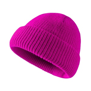 Gran oferta, gorro de punto cálido de Color sólido, gorro de acrílico de un solo puño, gorro de invierno, gorro de punto informal de diseño personalizado - Product Image 1