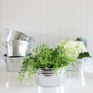 Maceta de flores ovalada de Metal galvanizado con asas, acabado plateado para jardín, granja, decoración del hogar, maceta de flores, bañera - Product Image 3