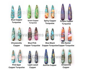 Nueva llegada Natural pulido 9x30mm Briolette suave Mohave azul cobre turquesa cuarzo suelto piedras preciosas gota pendientes joyería - Product Image 4