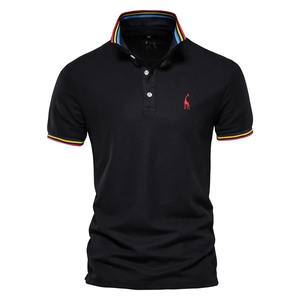 Polo de Manga Corta para Hombre, Estilo Coreano, Camiseta de Media Manga Informal con Rayas y Logotipo Bordado - Product Image 2
