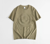 T-shirt pour homme avec texture en relief 3D, design personnalisé, 100% coton tissé, manches courtes, respirant, séchage rapide, vêtement élégant et tendance