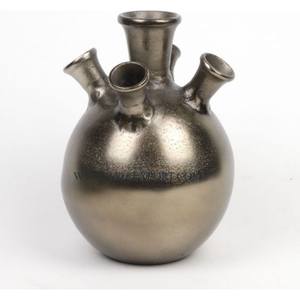 Jarrones de flores antiguos de Metal pulido con espejo de acero inoxidable, forma de cuerno, 7 brazos, macetas de aluminio de metal plateado de gran tamaño - Product Image 6