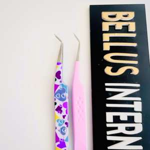 Pinzas para pestañas de 45 y 75 grados, pinzas japonesas para extensión de pestañas de acero inoxidable con diseño de mango personalizado y logotipo - Product Image 1