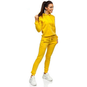 Venta al por mayor de chándal de mujer personalizado de manga larga informal de talla grande conjuntos de chándal de material deportivo de algodón y poliéster para mujer - Product Image 3