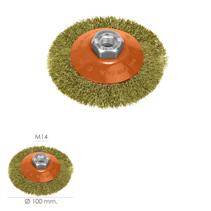 Pennello obliquo in acciaio placcato ottone O/ 100 mm. Filettatura M14 / Filo O/ 0,30 mm. - Product Image 2