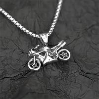 Vintage Edelstahl Motorrad Hundemarken-Anhänger Halskette für Herren Hip Hop Biker Schmuck Großhandel Großmengenlieferung