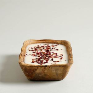 Dernier bol de pâte à bougie en bois de manguier au design moderne bol de bougie de soja sculpté à la main centre de table décoration mariage maison - Product Image 1