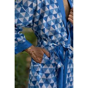 Peignoir Kimono Unisexe en Coton Pur Style Bohème Géométrique de Luxe pour Homme, Coupe Décontractée, Idéal pour l'Été, la Plage et la Piscine - Product Image 5