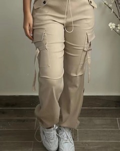 100% coton biologique pantalon multi-poches élégant Cargo pantalon femmes haute qualité femme séchage rapide léger survêtement - Product Image 3
