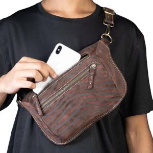 Genuine Leather <b>Men's</b> Fashion Chest Bag Custom Logo Crossbody Sport <b>pouch</b> Waist Vertical Hiking Fanny Pack for <b>Men</b> Travel - Product Image 1