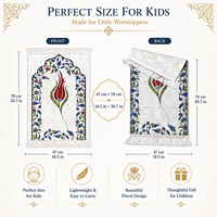 Tapis de prière pour enfants, tapis de prière islamique doux pour enfants avec un motif floral de tulipes, Sajadah portable pour garçons et filles, cadeau pour le Ramadan et l'Aïd