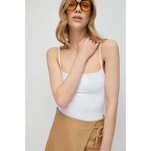 Body de poliamida de estilo casual con tirantes finos, cuello redondo elástico, manga casquillo, ajuste regular y logotipo frontal, 220g Mega Merchant - Product Image 3