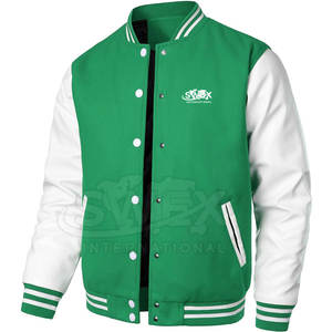 แจ็กเก็ตเลตเตอร์แมนแขนหนังคอตั้งสำหรับผู้ชายแจ็กเก็ตฤดูหนาวทรงตัวอักษรแขนหนังออกแบบได้ตามต้องการ - Product Image 2