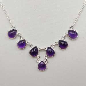 Collier personnalisé en argent sterling 925 avec pierre précieuse d'améthyste naturelle faite à la main avec de belles perles et diamants Nouvelle arrivée - Product Image 1