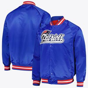 Veste universitaire en satin personnalisée en gros, veste de baseball brillante avec broderie, OEM/ODM pris en charge - Product Image 1