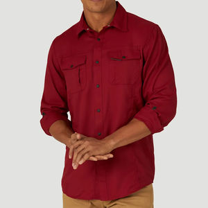 Fashionable New Customized Fishing Shirts UV Protected/ Casual Shirts Men Solid Pattern Long Sleeve Fabric Polyester for Boys - Product Image 1