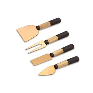 Vaisselle 4 pièces en acier inoxydable Mini coupe-fromage trancheuse ensemble de couteaux avec manche en bois utilisé pour la Table du petit déjeuner - Product Image 4