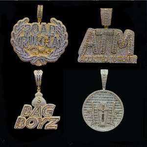 Collier pendentif personnalisé tendance en argent sterling de luxe avec moissanite glacée, bijoux hip-hop, ensemble de bijoux unisexe - Product Image 2