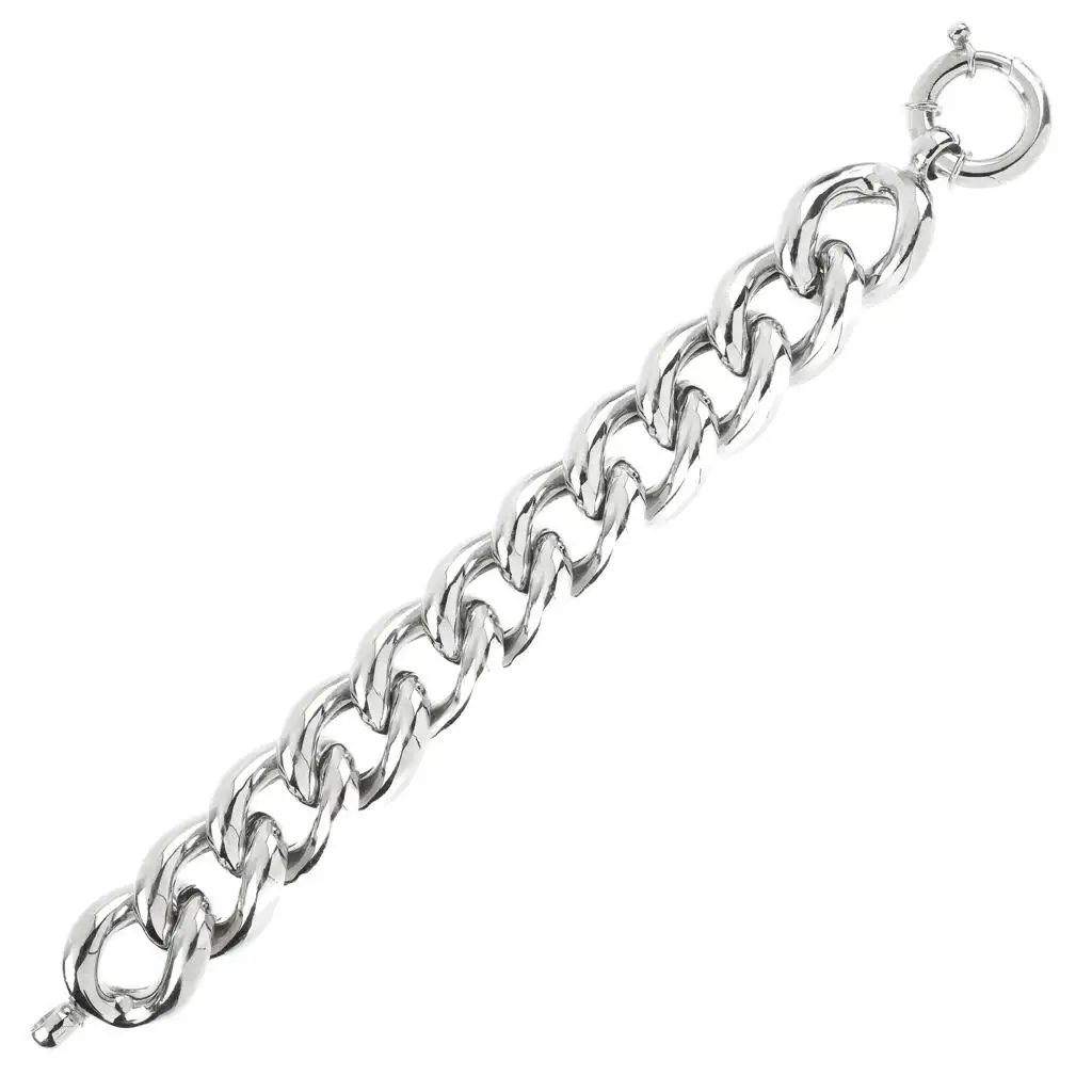 hollow curb chain bracelet set silver 925 Top quality Italian handmade CURB 650 daily use for men and women jewelry