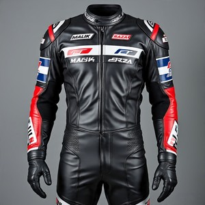 Traje de carreras de cuero para motocicleta hecho a medida, cuero, paneles ventilados, protección profesional de Malik Raza - Product Image 4