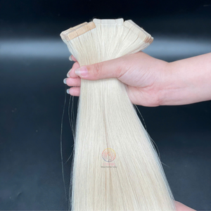 Extensiones de cabello humano crudo vietnamita de gran tamaño, extensiones de cinta de doble estirado, onda Natural, Color claro, recto, suave, saludable, máquina suave - Product Image 2