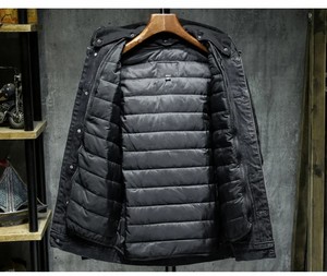 Chaqueta de Mezclilla con Capucha para Hombre, Invierno 2025, Negra y Azul, Gruesa, Cálida, Forrada de Lana, Formal, Casual, con Botones, Estilo Urbano, Vintage, Talla Grande - Product Image 3