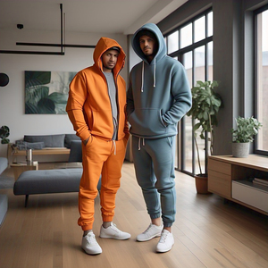 ชุดวอร์มผ้าฟลีซแบบสวมหัวมีฮู้ดสำหรับผู้ชายชุดวิ่งออกกำลังกาย - Product Image 6