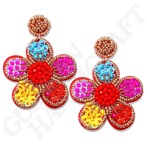 Pendientes colgantes bordados en forma de flor Vintage ecológicos inspirados en la naturaleza, joyería personalizada tejida a mano para fiestas de moda - Product Image 3