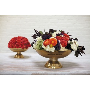 Decoración de boda, florero de pedestal dorado para centros de mesa de boda, cuencos de flores de compota de Metal de alta calidad - Product Image 1