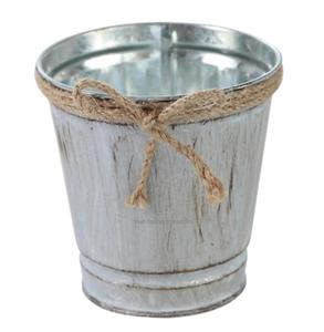 Meilleures ventes Jardinière ronde en fer galvanisé blanc lavé, jardinières décoratives d'extérieur pour jardin et patio - Product Image 3