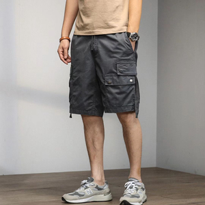 Superbe qualité 100% coton Short de sport taille moyenne pour homme Logo personnalisé OEM Board Pattern Drawstring Cargo Shorts - Product Image 3