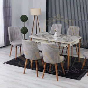 Mesa de comedor + 6 sillas, mesa extendida, patas de madera maciza, multicolores, lugares de ahorro, precio económico, origen turco - Product Image 1